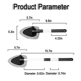 FALVFUN Car Windshield Cleaner Tool, Vehicle Window Cleaner with Extendable Handle & 3 Reusable and Washable Pads, Auto Glass Wash Brush Accessories, Universal for SUV RV Truck (Triangular)