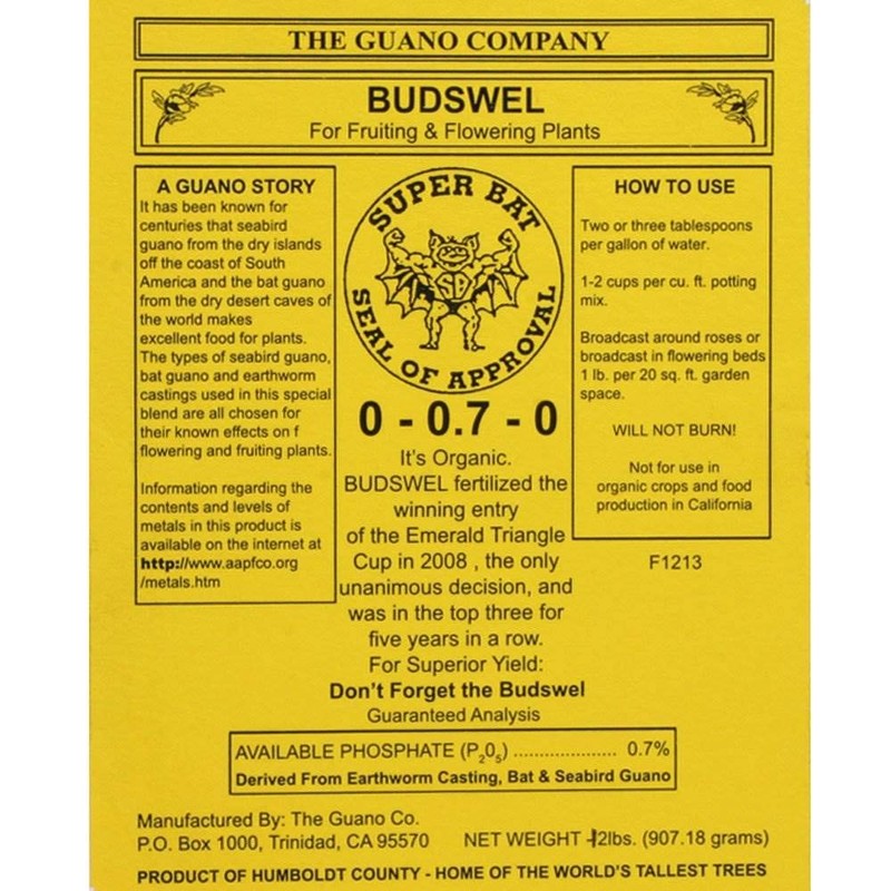 Hydrofarm GUBS128C Super Bat Budswel Organic Hydroponic Liquid Nutrient Solution