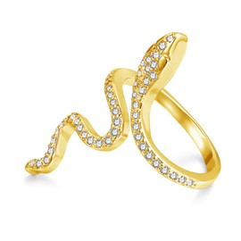 Josfeva Silver Snake Rings for Men and Women, Gothic Vintage Punk Style Ring, Adjustable 50-65 mm Open Snake Rings with Cubic Zirconia, Unisex Snake Rings with Gift Box, Birthday Gift, Cubic Zirconia