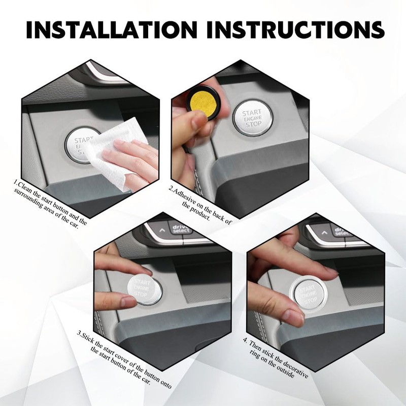QZTYTY Car Push Start Button Cover, Ignition Switch Button, Engine