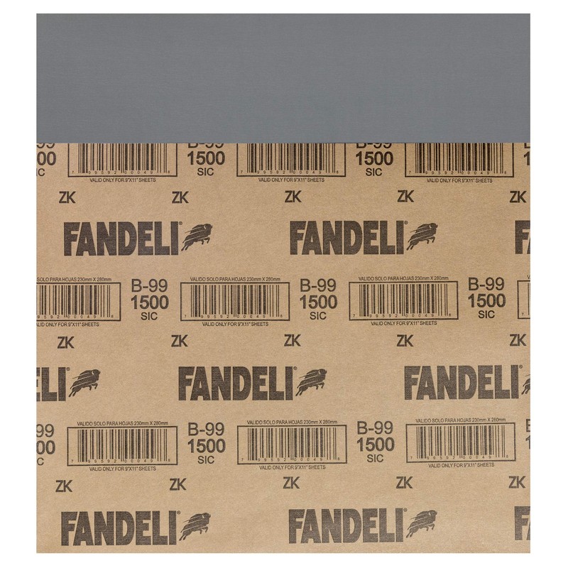Fandeli 36007 1500 Grit Waterproof Sandpaper Sheets, 9" x 11", 25-Sheet