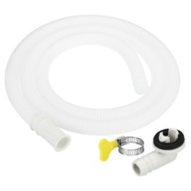 PATIKIL 4.9 ft Drain Hose Set for Air Conditioners, Universal Emptying Connection Drain Hose with Clamp for Mini Split Window Air Conditioning Dishwasher Tap White