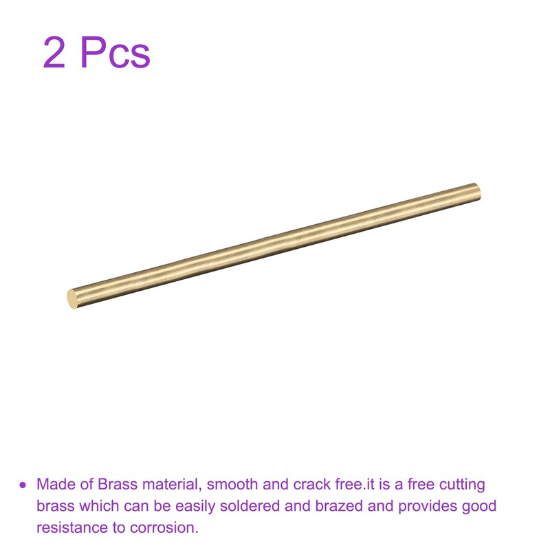 DMiotech 1Pack 8mm x 300mm, Brass Solid Round Rod, Brass