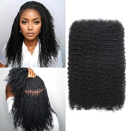 Afro Kinkys Bulk Human Hair For Braiding, 50 Gram Afro Kinky-Curly Human Hair Bundles For Mini Twists Braids Dreadlock Extensions Locs Repair Can Dye And Bleach (1B, 16 Inch (Pack of 1))