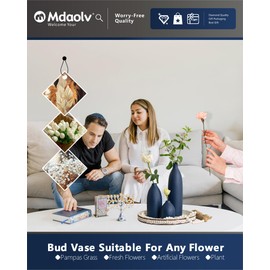 Mdaolv Matte Blue Vase Set Navy Blue Decor Coastal Decor Vases for Kitchen Island Living Room Office Table Fireplace Mantle Decorations & Bathroom Shelf Decor Centerpiece Table Decorations Ceramic