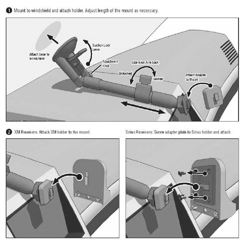 ARKON SR2CM117 Sirius XM Extending Windshield Mount