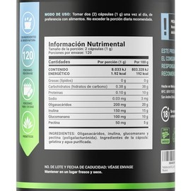 Prebióticos 240 Cápsulas de 1000 mg por porción con Inulina, Glucomanano y Pectina. Apoyo Digestivo e Intestinal. Ingredientes Naturales. Prebiotic Bl