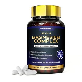 SPNHKQV Magnesium 12-in-1 Complex Supplement – 700mg High Absorption Magnesium Glycinate Capsules for Women & Men – Muscle, Nerve & Sleep Support – 120 Vegan Capsules