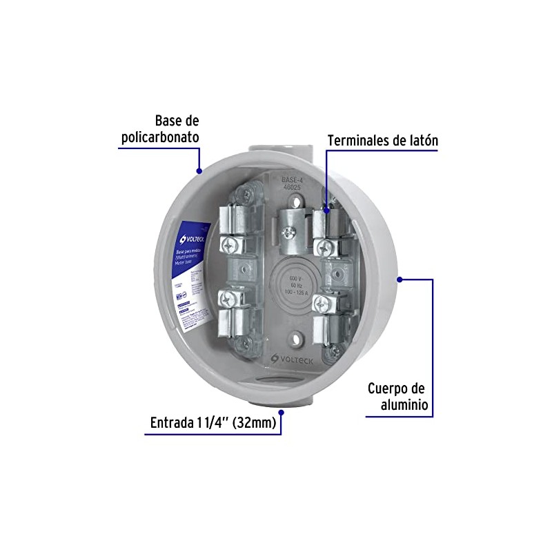 Volteck BASE-4, Base para watthorimetro, 4 terminales