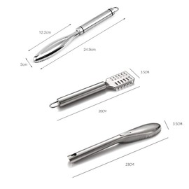 DBAILY Fish Scaler Stainless Steel 3 Pieces Professional Fish Scale Stainless Steel Teeth Kitchen Aid for Scraping Fish Scales