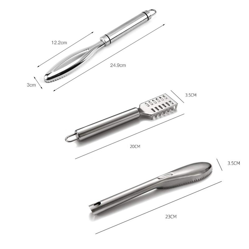 DBAILY Fish Scaler Stainless Steel 3 Pieces Professional Fish Scale