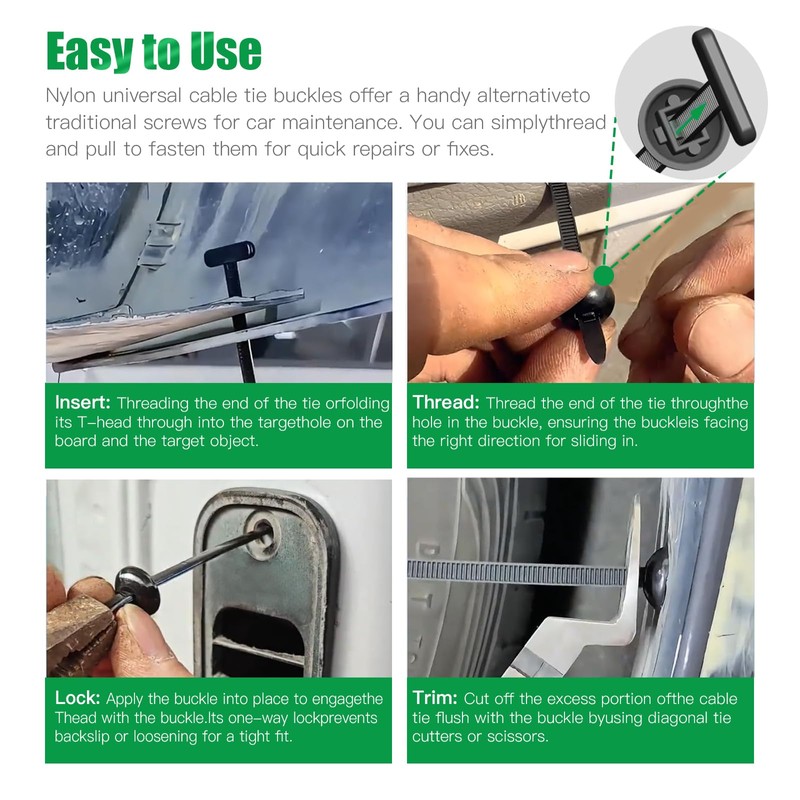 150Pcs Nylon Universal Cable Tie Buckle for Car,Heavy Duty Plastic
