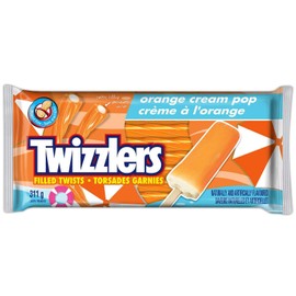 TWIZZLERS Orange Cream Pop Filled Twists Candy Licorice, 311g/11 oz, Imported from Canada}