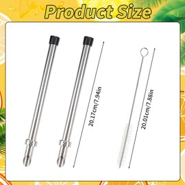 2 Pcs Straw Puncher For Plastic Lids Lemonade 304 Stainless Steel Straw Hole Puncher Punching Tools For Fresh Squeezed Lemonade Stand Supplies (7.9 Inch,Black)