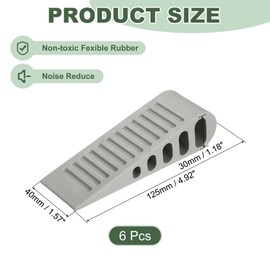 sourcing map 6 Pcs Door Stoppers for Bottom of Door, 30mm/1.18 Inch Door Stops, Rubber Door Stopper Wedge Anti Slip, Window Stopper Door Stackable, Grey