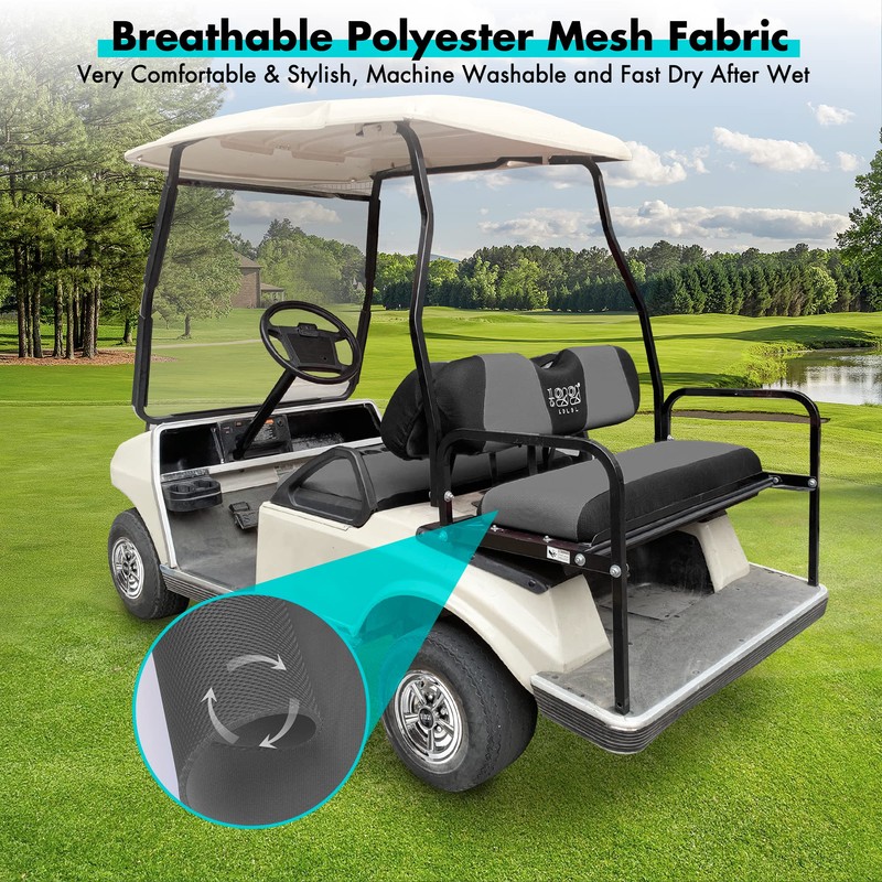 10L0L Golf Cart Front + Rear Seat Cover Set for