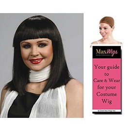 Cleo Straight color BLACK - Enigma Wigs Blunt Cut Cleopatra Futuristic Women Cosplay Bundle with Cap, MaxWigs Costume Wig Care Guide