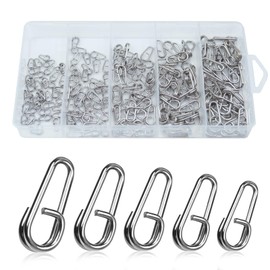EWEIS 200 Pcs Power Oval Split Rings Fishing with Alloy Reinforced Material, Upgrade Triple Strength Speed Clips for Lures, Stainless Steel Fishing Fishing Wwivels & Snaps（5 Sizes，21/18/16/13/10mm）