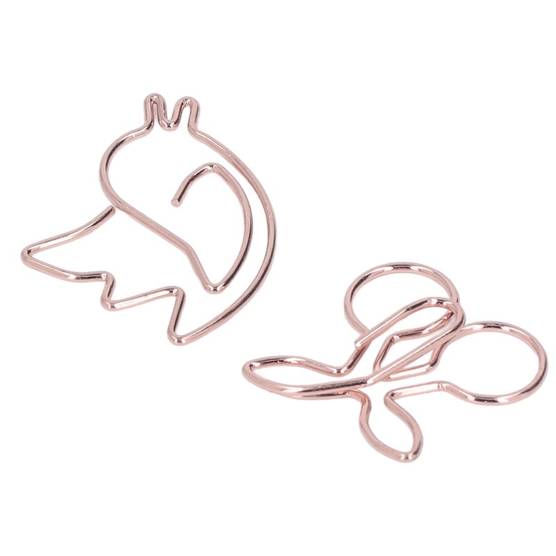 100Pcs Cute Paper Clips Cherry Hummingbird Style Electroplated Metal Gold