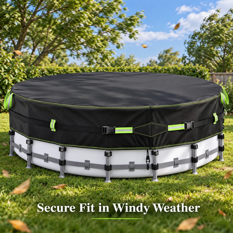 18FT Round 500D Winter Above Ground Pool Cover with Windproof