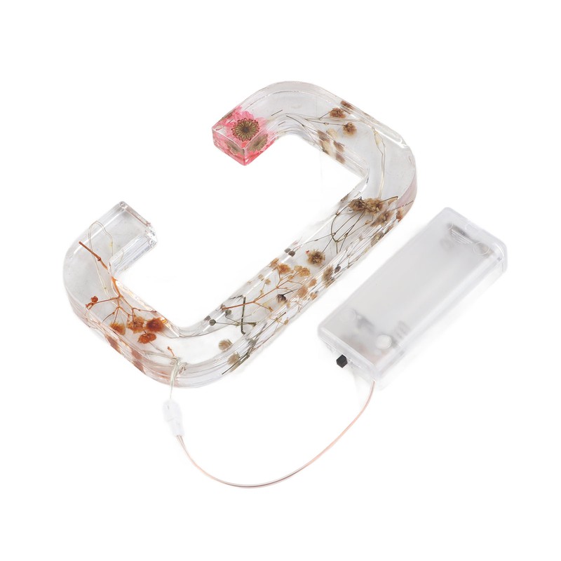 Floral Resin Letter Light Dry Flower and Alphabet Shape LED