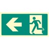 Sign, Arrow Left, Glow Sav, External Height 150mm, External Width 300mm, Sign Colour White on Green, Sign Legend Fire Exit Arrow Left, Sign Material Vinyl - Photoluminescent, Sign Type Emergency Exit,