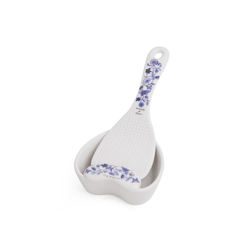 Golden Bell Butterfly Blue Rice Spatula + Saucer / 골든벨