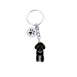 Mummumi Pet Keychain, Dog ID Tag Keychain Ring Creative Lovely Dog Key-Ring Portable Metal Key Decor Car Keying Gift (Black Poodle)