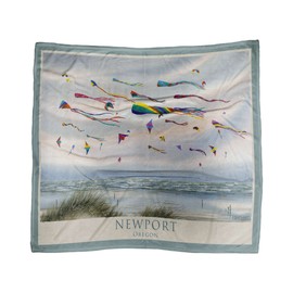 Northwest Art Mall Newport Oregon Flying Kites Ultra Fleece Bed Sofa Travel Cozy Blanket from Watercolor by Artist Dave Bartholet 50" x 60".