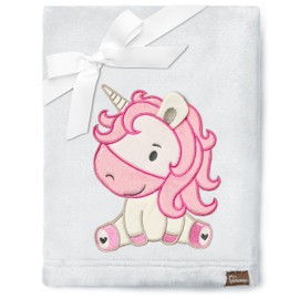 Be Mammy BE20-168 Warm Baby Blanket Baby Gift (Light Grey - Unicorn)