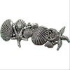 Vintage Seashell Hair Barrette, Starfish and Shell Design, Antique Silver