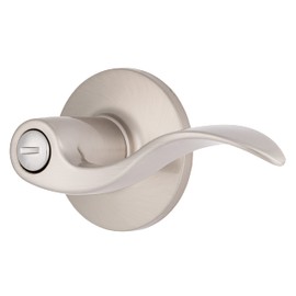 BRINKS – Transitional Privacy Locking Interior Wave Door Lever, Satin Nickel - Designed for Traditional and Transitional Homes and Blends Seamlessly with Interior Décor (E2438-119)