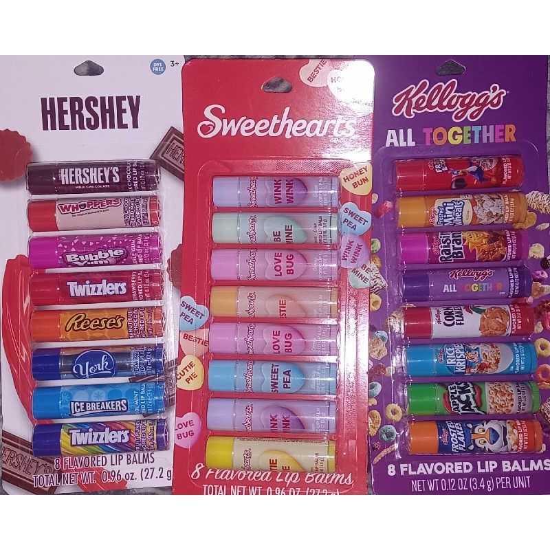 Hershey's Lot of 3 8 Packs Lip Balm Hersheys Sweethearts