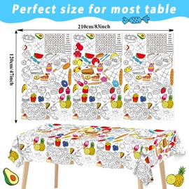 Giant Paper Coloring Tablecloth for Kids Huge Food Fun Design World Posters Activity Large Food Color-in Paper Poster Table Cover for Kids Boys Girls Preschool Kindergarten Classroom Arts and Crafts