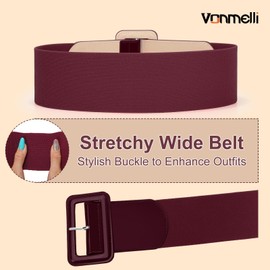 VONMELLI Stretchy Wide Women Belts Elastic Vintage Belts for Women Fashion Ladies Waist Belt for Dress