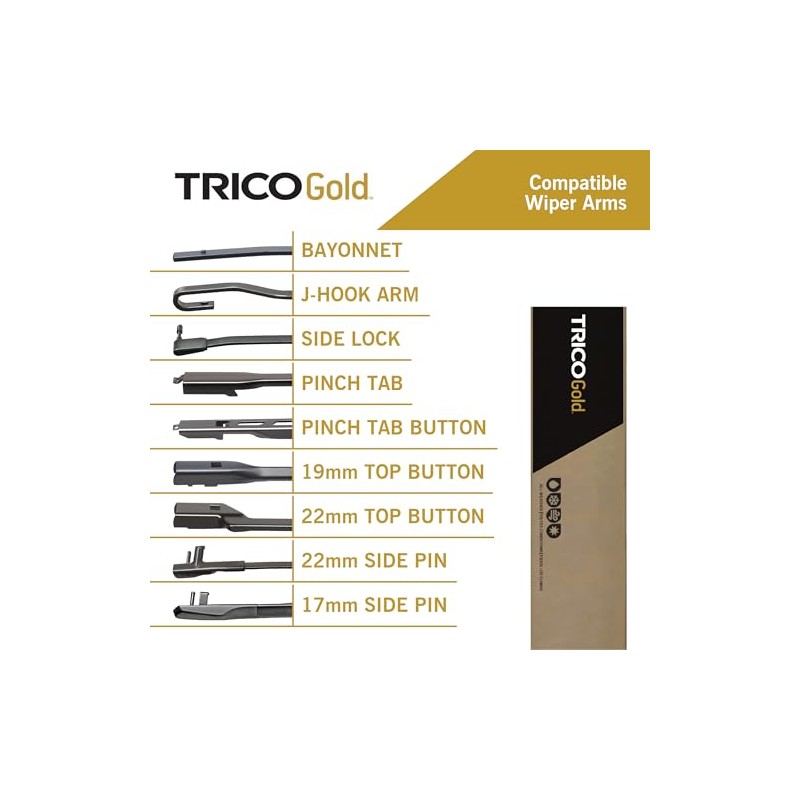 Trico Gold Limpiaparabrisas 26 + 16 in, Paquete de 2,