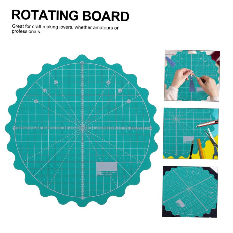 LALAFINA 1Pc Self Healing Rotary Cutting Mat Durable Round Turntable