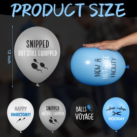 Gejoy 48 Pcs Funny Vasectomy Party Balloons Gift for Men Novelty Gag for Recovery Get Well Soon Happy Vasectomy Themed Gift Decorations, 12 Styles