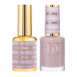 DND DC Gel Polish Set, Beige Nude Collection, UV/LED Gel Polish and Air Dry Nail Lacquer, Matching Chip-Free Polish Duo, 103 Bamboo Brown, 0.5 Fl Oz