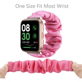 Compatible with ID208BT Smartwatch Bands, LamshawFabric Elastic Scrunchie Elastic Watch Band Women Cute Replacement Straps Compatible with GGZZ ID208/Tensky ID208/TMHAI ID208/AEAC ID208/Konitee ID208/Gydom ID208/VRPEFIT ID208BT Smartwatch(NOT ID207) (Pin