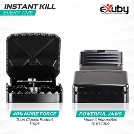eXuby Large Powerful Rat Traps (16 Pack) - Kills Instantly with Powerful Steel Spring - Setup in Seconds - Wash & Reuse Over & Over - Hands Free Disposal - Rat Control Without Harmful Poisons or Chem