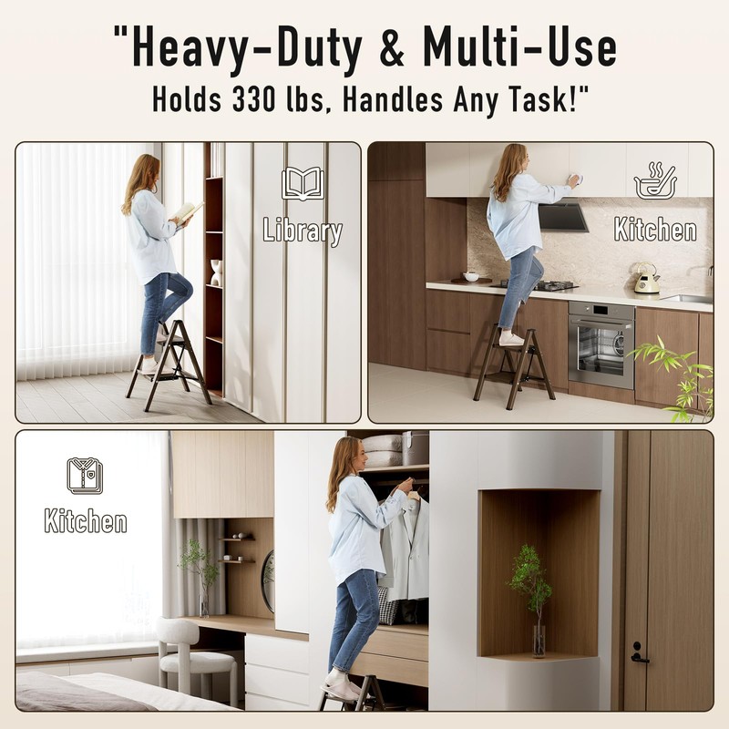 Mayi Plus 2 Step Ladder,Aluminum Folding Step Stool for Adults,Step