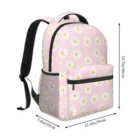 WIHUKUY Pink Daisy Flower Kids Backpacks for Girls Boys Teenager,BookBags Back to School Bag,Lightweight Travel Daypack Laptop Backpack,Elementary Primary Middle School Bags for Age 6-12