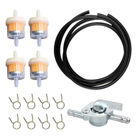 Benzinfilter Kit, Kraftstofffilter Set für Motorräder und Autos, 17-teiliges Set mit Benzinschlauch 6mm, 5 Benzinfiltern und 10 Schlauchschellen, Einfache Installation für Wartungsarbeiten