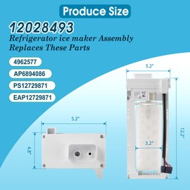 OEM 12028493 Refrigerator Ice Maker Compatible with Bosch and Thermador, Replaces 4962577 AP6894086 PS12729871 EAP12729871