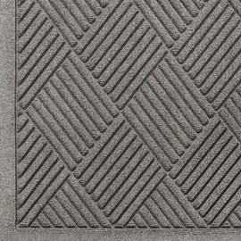 M+A Matting 221 Waterhog Fashion Diamond Polypropylene Fiber Entrance Indoor/Outdoor Floor Mat, SBR Rubber Backing, 6' Length x 4' Width, 3/8" Thick, Medium Grey