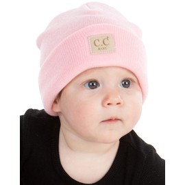 Funky Junque - Gorro de invierno de punto cálido para niños, Rosa pálido, 1-4 Años