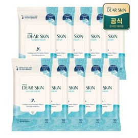 Dearskin Cooling Lacto Feminine Feminine Wipes 10 Sheets x 10 Packs / 디어스킨 쿨링 락토 페미닌 여성청결티슈 10매 x 10팩