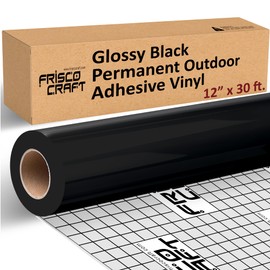 Frisco Craft - Hojas de vinilo permanente de color negro brillante, rollo de vinilo calcomanía impermeable, decoración del hogar, silueta, calcomanías, carteles, interiores y exteriores, resistente a