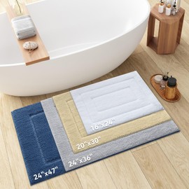 Kitinjoy Bath Mat, Soft and Absorbent Microfiber Bath Rugs, Non-Slip Shaggy Bath Carpet, Machine Wash Dry Bath Mats for Bathroom Floor, Tub and Shoer, 24" x 16", White